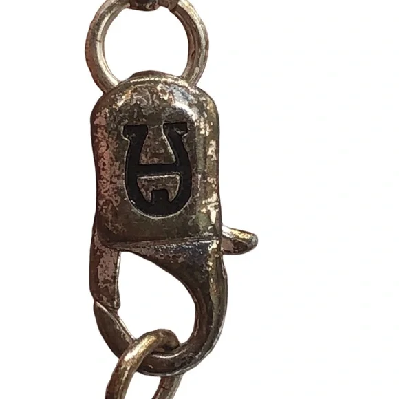 Etienne Aigner Necklace Vintage Silver Tone Gold Rhinestones Balls Long Length - Picture 4 of 4